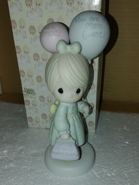 Pre. Moments Girl Figurine w/Pastel Mint Dress & Balloons "You Are My Main Event